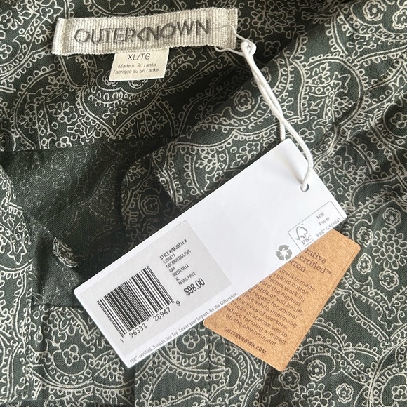 Outerknown Olive Green Paisley Button-Down Shirt (Men’s XL) - Picture 3 of 3